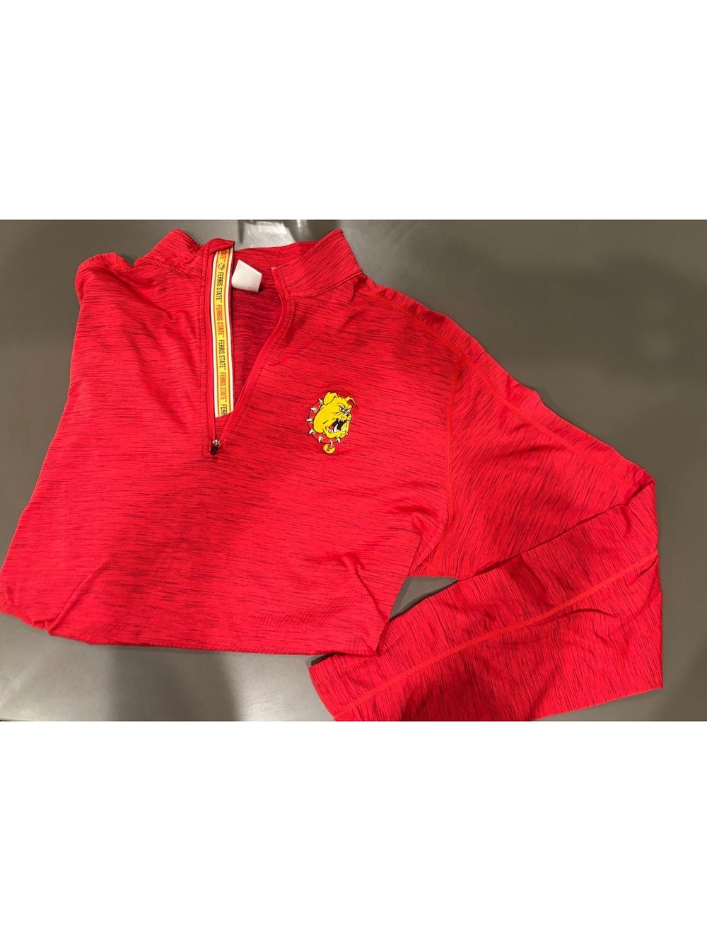 Ferris State University Red Quarter Zip Pullover with Bulldog Logo